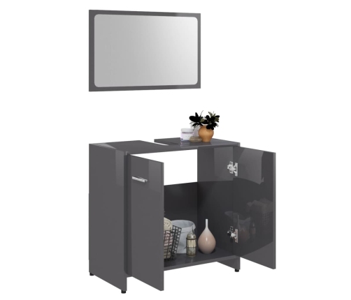 Conjunto de muebles de baño madera contrachapada gris brillo