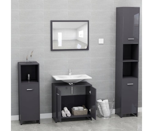 Conjunto de muebles de baño madera contrachapada gris brillo