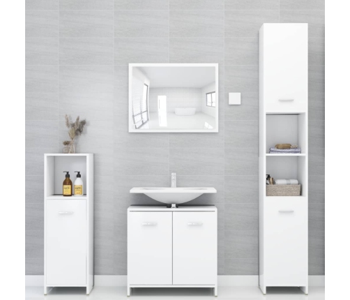 Armario de baño madera contrachapada blanco 30x30x95 cm