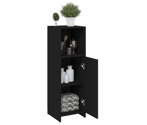 Armario de baño madera contrachapada negro 30x30x95 cm