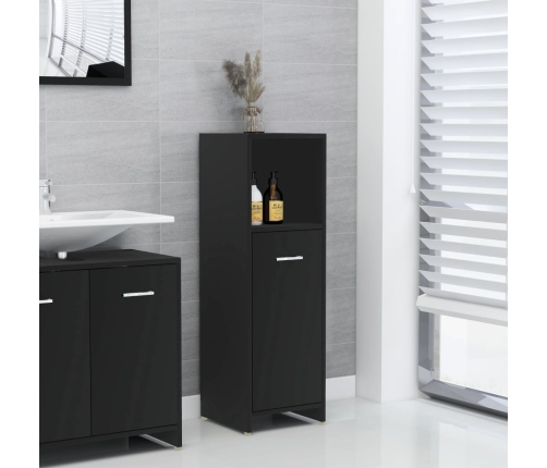 Armario de baño madera contrachapada negro 30x30x95 cm