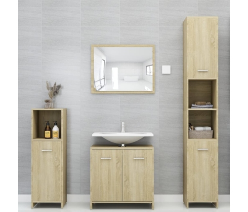 Armario de baño madera contrachapada color roble 30x30x95 cm