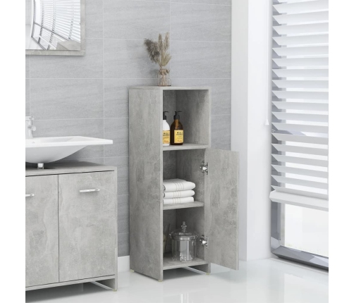 Armario de baño madera contrachapada gris hormigón 30x30x95 cm