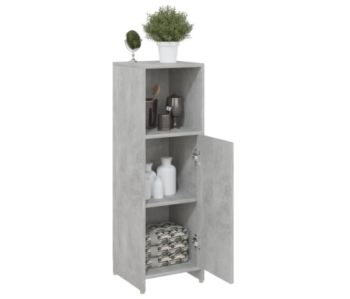 Armario de baño madera contrachapada gris hormigón 30x30x95 cm