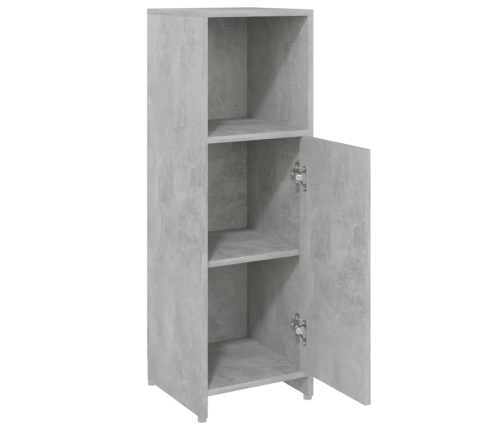 Armario de baño madera contrachapada gris hormigón 30x30x95 cm