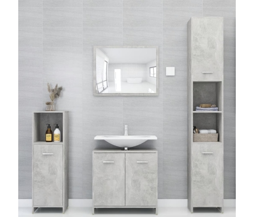 Armario de baño madera contrachapada gris hormigón 30x30x95 cm