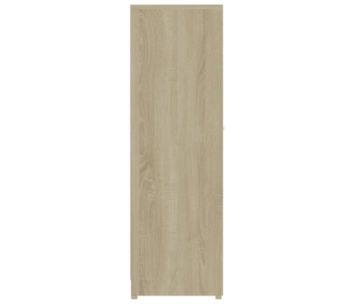 Armario de baño madera contrachapada blanco y roble 30x30x95 cm