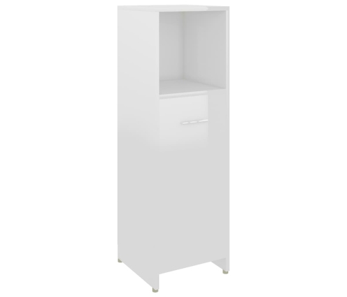 Armario de baño madera contrachapada blanco brillo 30x30x95 cm