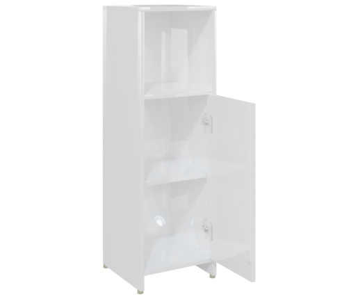 Armario de baño madera contrachapada blanco brillo 30x30x95 cm