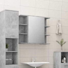 Armario de espejo de baño contrachapada gris 80x20,5x64 cm