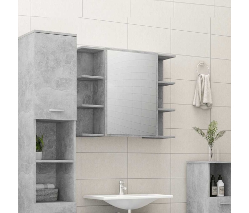 Armario de espejo de baño contrachapada gris 80x20,5x64 cm