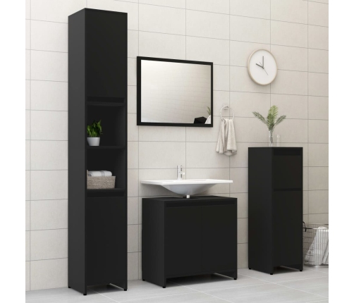 Armario de baño madera contrachapada negro 60x33x61 cm