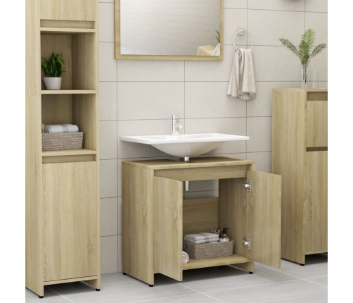 Armario de baño madera contrachapada color roble 60x33x61 cm