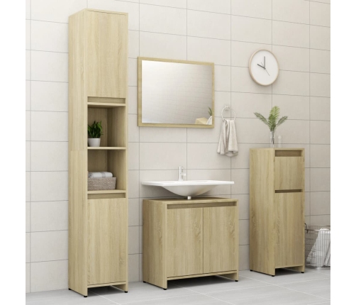 Armario de baño madera contrachapada color roble 60x33x61 cm