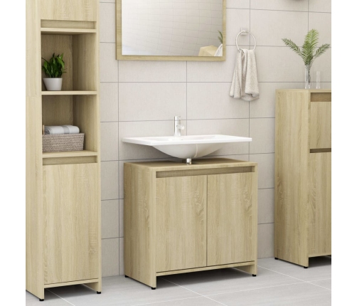 Armario de baño madera contrachapada color roble 60x33x61 cm