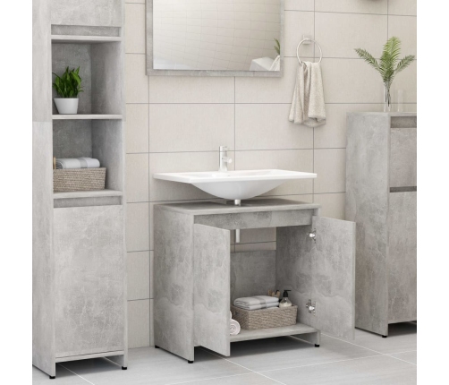 Armario de baño madera contrachapada gris hormigón 60x33x61 cm