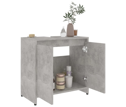 Armario de baño madera contrachapada gris hormigón 60x33x61 cm