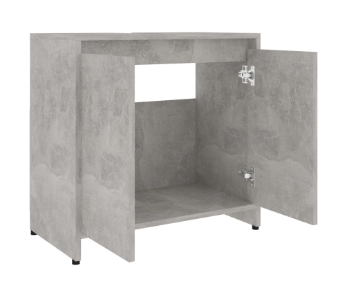 Armario de baño madera contrachapada gris hormigón 60x33x61 cm