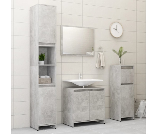 Armario de baño madera contrachapada gris hormigón 60x33x61 cm