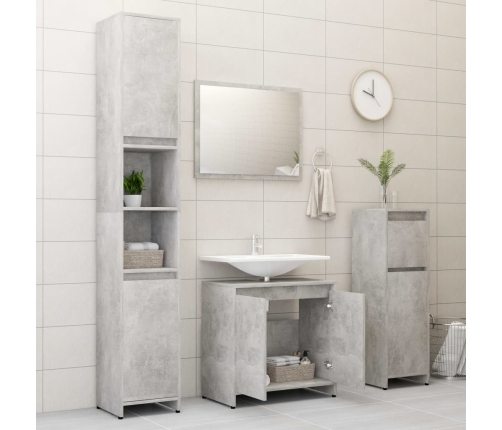 Armario de baño madera contrachapada gris hormigón 60x33x61 cm