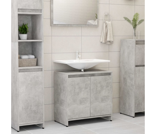 Armario de baño madera contrachapada gris hormigón 60x33x61 cm