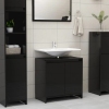 Armario de baño madera contrachapada negro brillo 60x33x61 cm