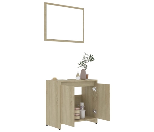 Conjunto de muebles de baño contrachapada color roble Sonoma