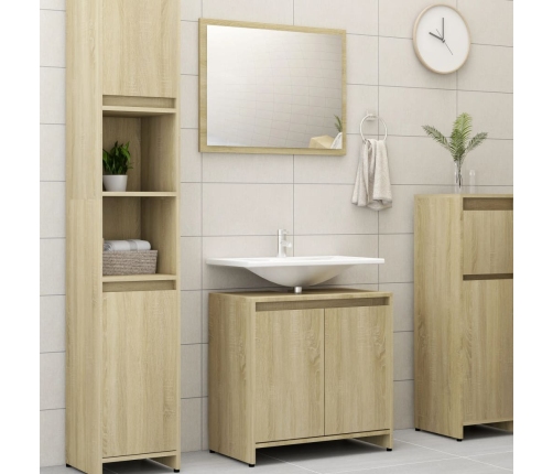 Conjunto de muebles de baño contrachapada color roble Sonoma