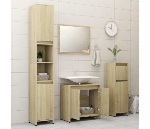 Conjunto de muebles de baño contrachapada color roble Sonoma