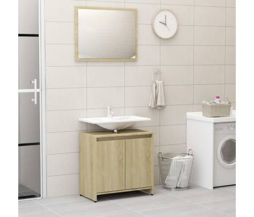 Conjunto de muebles de baño contrachapada color roble Sonoma