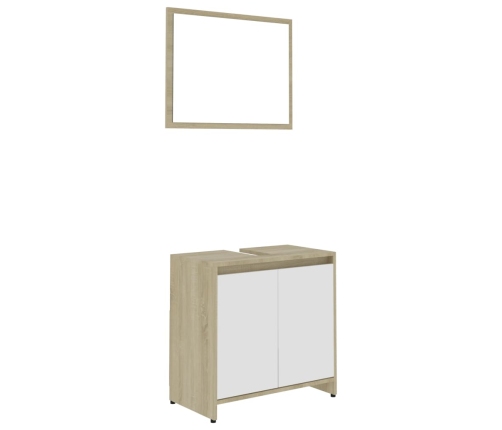 Conjunto de muebles de baño madera contrachapada blanco y roble