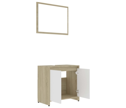 Conjunto de muebles de baño madera contrachapada blanco y roble