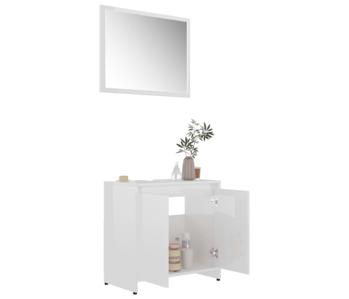 Conjunto de muebles de baño madera contrachapada blanco brillo