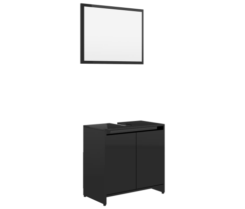 Conjunto de muebles de baño aglomerado negro brillante