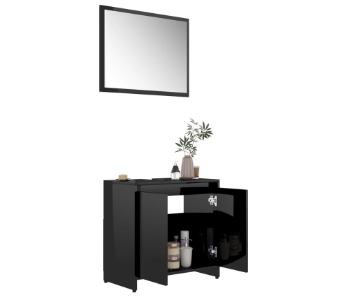 Conjunto de muebles de baño aglomerado negro brillante