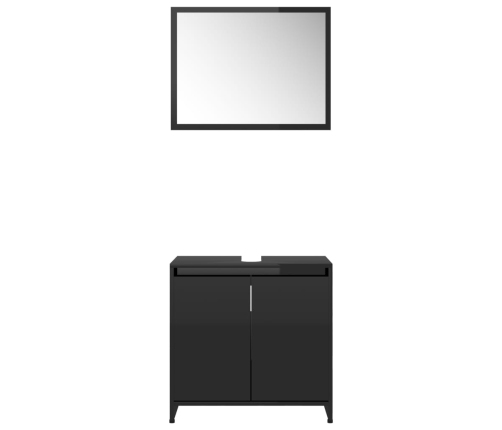 Conjunto de muebles de baño aglomerado negro brillante