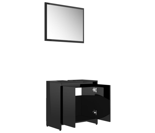 Conjunto de muebles de baño aglomerado negro brillante