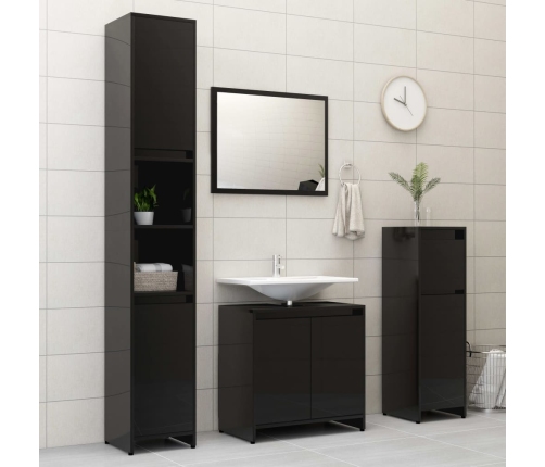 Conjunto de muebles de baño aglomerado negro brillante