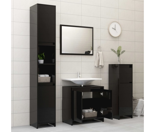 Conjunto de muebles de baño aglomerado negro brillante