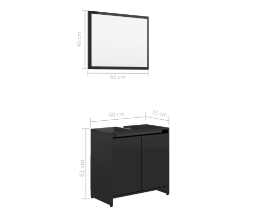 Conjunto de muebles de baño aglomerado negro brillante