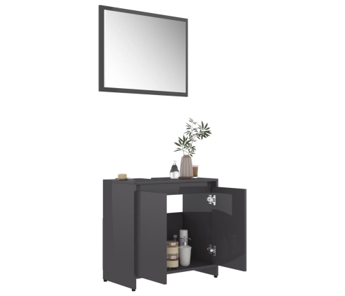 Conjunto de muebles de baño madera contrachapada gris brillo