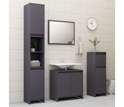 Conjunto de muebles de baño madera contrachapada gris brillo