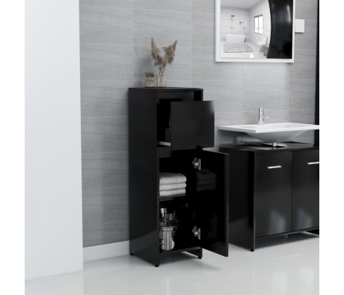 Armario de baño madera contrachapada negro 30x30x95 cm