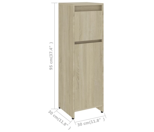 Armario de baño madera contrachapada color roble 30x30x95 cm