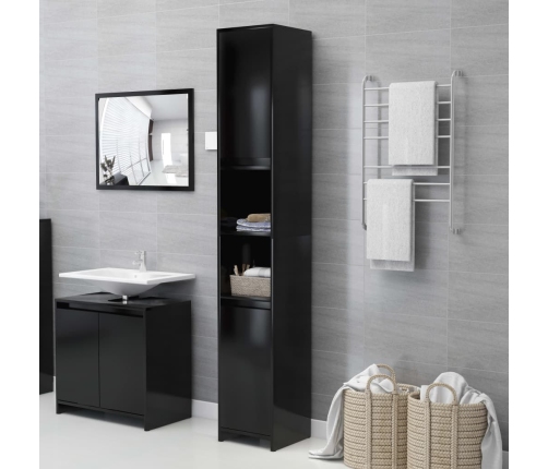 Armario de baño de madera contrachapada negro 30x30x183,5 cm