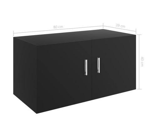 Armario de pared madera contrachapada negro 80x39x40 cm