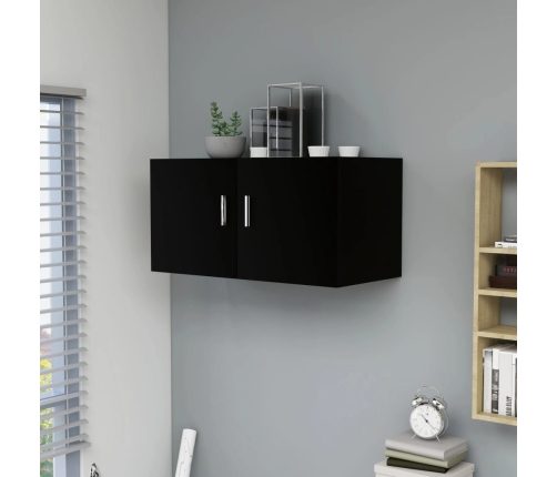 Armario de pared madera contrachapada negro 80x39x40 cm