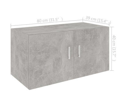 vidaXL Armario de pared madera contrachapada gris hormigón 80x39x40 cm