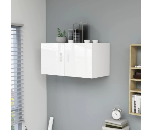 vidaXL Armario de pared madera ingeniería gris brillo 80x39x40 cm