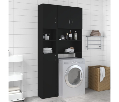 Armario de baño madera de ingeniería negro 32x25,5x190 cm